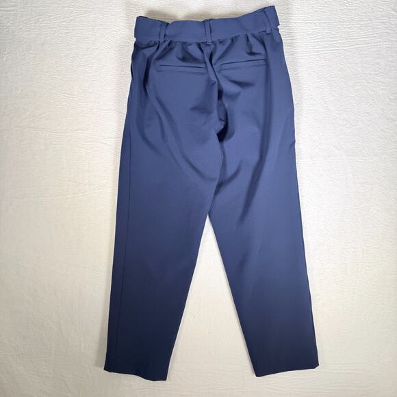 Ann Taylor The Tie Waist Ankle Pant High Rise Size S/P Navy Quiet Luxury Modern - Picture 3 of 9
